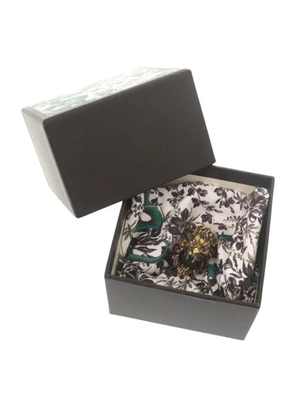 Gucci Lion Head Metal Stone Gold Ring